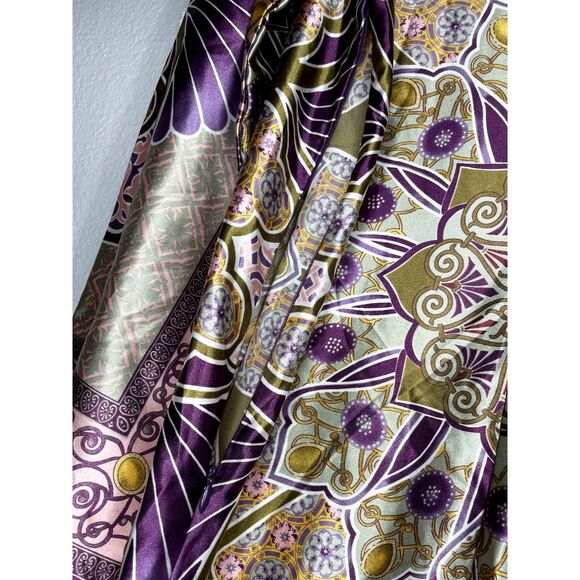 Long Sleeve Silk Print Shift Dress Multicolor Size L - Picture 4 of 4